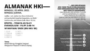 Almanak HKI Minggu, 3 April 2022 - Minggu Judika