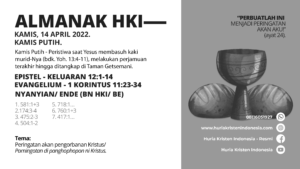 Almanak HKI Kamis, 14 April 2022 - Kamis Putih