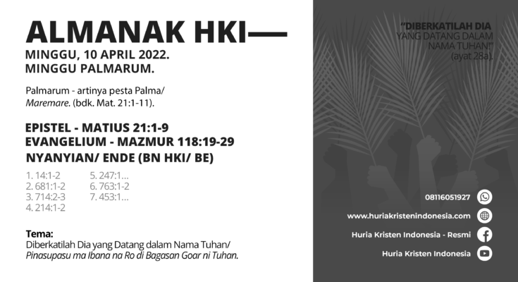 Almanak HKI Minggu, 10 April 2022 - Minggu Palmarum