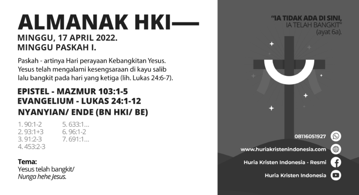 Almanak HKI Minggu, 17 April 2022 - Minggu Paskah I