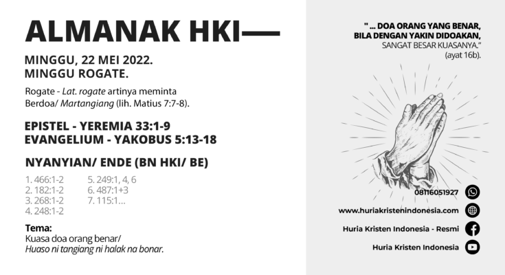 Almanak HKI Minggu, 22 Mei 2022 - Minggu Rogate