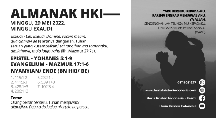 Almanak HKI Minggu, 29 Mei 2022 - Minggu Exaudi